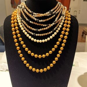 Lot Of 3 Vintage Faux Pearl Necklaces Variety Length And Sizes